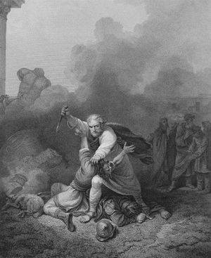 마타티아스가 유대교 배교자를 살해하는 모습, 필리프 드 루테르부르그의 그림