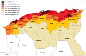 북알제리의 인구 밀도