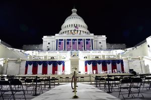 미국 국회의사당에 설치된 취임식장