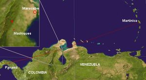 항공편의 예정 경로 및 추락 지점 위치