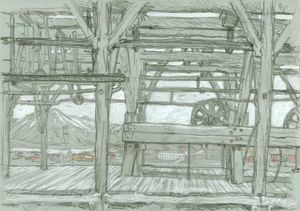 오래된 석탄 적재소. 막스 프레스냐코프의 그림, 2014년