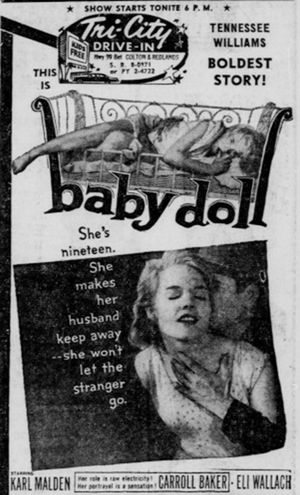 1957년 드라이브 인 극장 광고