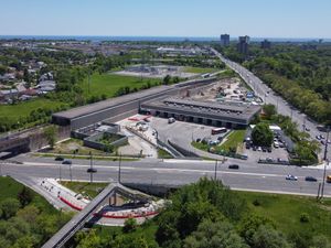 구 버스 터미널 철거 전의 항공 사진