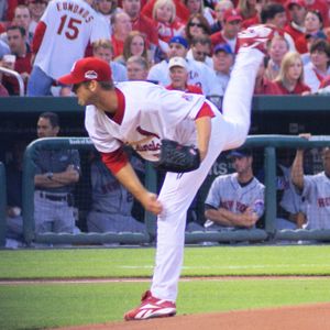 크리스 카펜터는 11승 9패를 기록하고 투구 이닝은 237.1이닝으로 리그 최다를 기록하며 선발 로테이션을 지탱했다. (사진은 2007년 4월 1일 촬영)