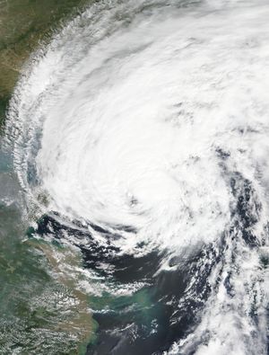 태풍 링링이 대한민국에 상륙하는 모습.