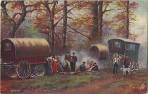 로마니족 야영지의 유화 엽서