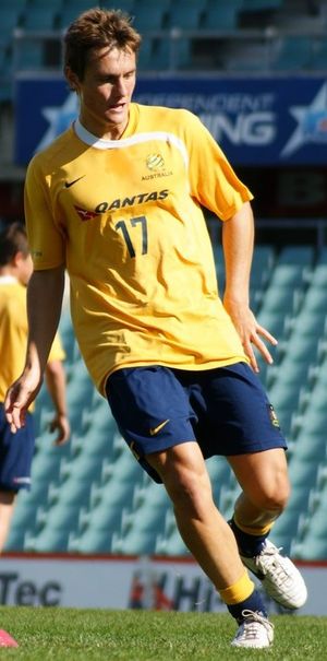 오스트레일리아 축구 국가대표팀에서 뛰고 있는 제임스 홀랜드 (2008년)