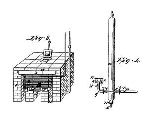 퍼킨스의 [https://patents.google.com/patent/US888 1838 특허]에서 발췌한 용광로 및 팽창 튜브 상세 정보