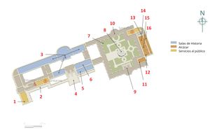 정원을 포함한 성의 2층 평면도