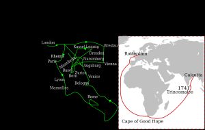 클라라의 여정을 나타낸 지도