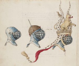 바르텔레미 데이크의 작품으로 추정되는 수채화로, 르네 왕의 토너먼트 북에 실려 있다.