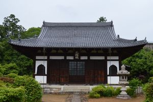 임제종 진여사의 금당. 교토 10찰 중 하나로 고코쿠 3년/랴쿠오 5년(1342년)에 고노 모로나오가 재흥하였으며, 에도 시대 초기인 메이레키(明暦) 2년(1656년)에 고미즈노오 천황이 다시 일으켰다.