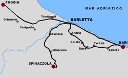 바를레타를 중심으로 하는 철도망