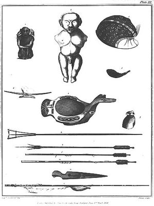 코디액 섬 원주민 유물, 1805년경 러시아 저널의 판화