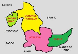 우카얄리 주의 행정 구역 지도