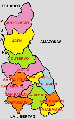 카하마르카 주의 행정 구역 지도