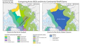 북극 해저 및 북극 해에 대한 영유권 주장.
