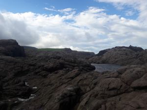 해안 근처의 검은 화산암