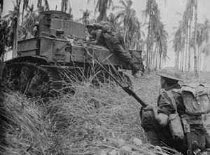 버나-고나 전투에서 마지막 공세를 펼치고 있는 오스트레일리아 군의 스튜어트 I.