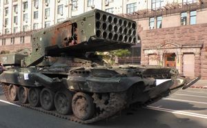 우크라이나 독립 기념일에 파괴된 TOS-1(2022년 8월 21일 흐레샤티크)