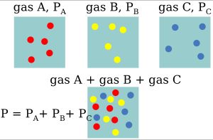 돌턴의 법칙 개념을 보여주는 도식