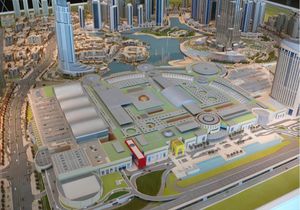 건설 단계의 두바이 몰 축소 모형