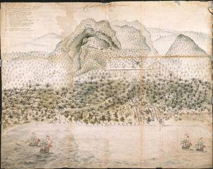 로키에 있는 네덜란드 요새와 회사 군대, c. 1652