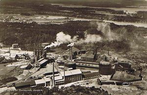 옥셀뢰순드 제철소의 초기 항공 사진