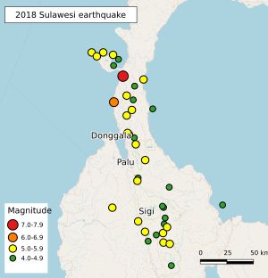 술라웨시 지진 지도