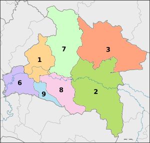 쁘라찐부리 주의 행정 구역 지도