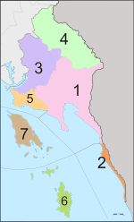 뜨랏 주의 7개 행정구역 지도