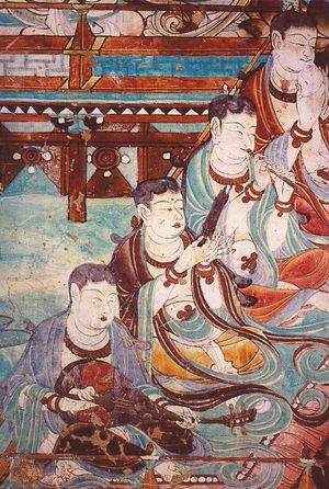 유림굴 25, 당나라 벽화에 그려진 악사들의 모습