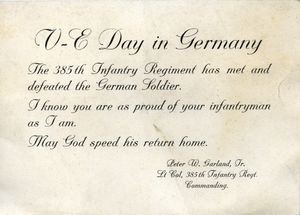 독일 병사들에게 귀향을 알리는 쪽지