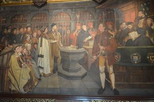 헨드릭 레이스와 협력하여 그린 앤트워프 시청 벽화의 일부.