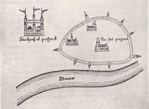 15세기 그림 속의 브라티슬라바의 성과 마을