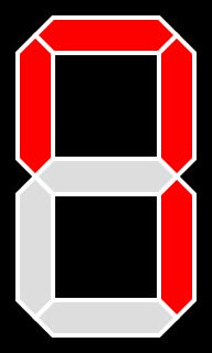 숫자 7 (abcf 세그먼트 켬, 꼬리 있음)