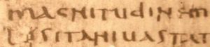 3세기경의 필체로, 반언셜체의 전신 또는 가장 초기의 반언셜체로 간주될 수 있는 필체, 파피루스 옥시린쿠스 668