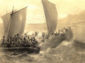 "아조프의 코사크가 터키 해적선을 공격하는 모습" (그리고리 가가린)