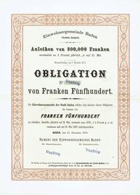  바덴 시의회 채권, 1874년 12월 15일 발행