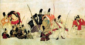 일 편 상인 그림 두루마리}}, 13세기