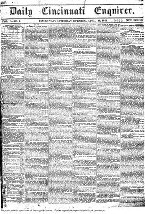 The Daily Cincinnati Enquirer}}의 창간호