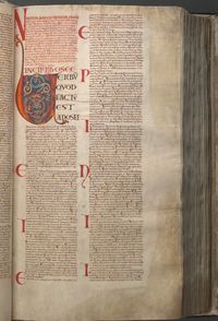 13세기 세계에서 가장 큰 현존하는 중세 필사본인 코덱스 기가스에 수록된 열두 소예언서(첫 번째 책은 호세아서)의 첫 부분. 현재 스톡홀름의 스웨덴 국립 도서관에 소장되어 있다.