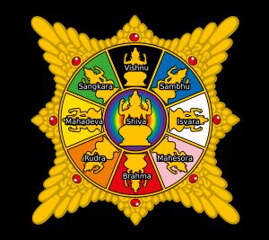 이슈바라는 시바, 비슈누, 브라흐마와 함께 인도네시아 수르야 마자파히트 힌두교 예술과 기록에서 흔히 발견되는 17명의 신 중 하나이다.