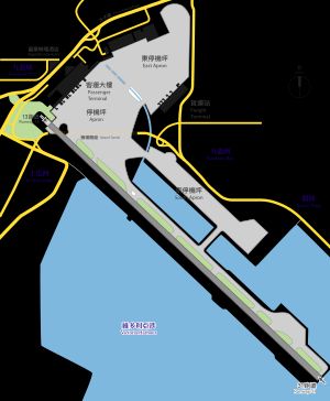 1998년 폐쇄 직전 카이탁 공항의 지도