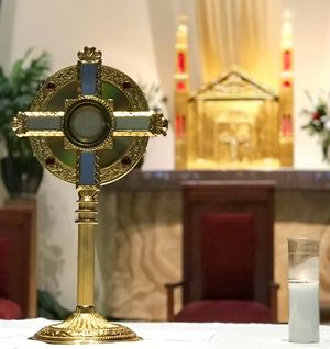 미국 네바다주 리노의 성 테레사 작은 꽃 가톨릭 교회에서 이루어지는 성체 조배