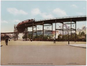 1903년까지 나인 애비뉴 고가 철도는 모닝사이드하이츠를 우회했다(배경에 묘사됨)