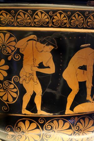 유프로니오스 크라테르의 세부 묘사