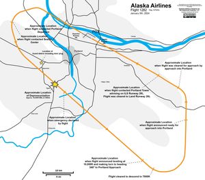 알래스카 항공 1282편의 비행 경로 그림