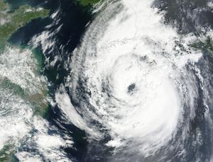 규슈 서해안을 북상하는 태풍 카눈