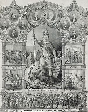 사회주의자 법 폐지 이후 SPD 포스터, 1890년